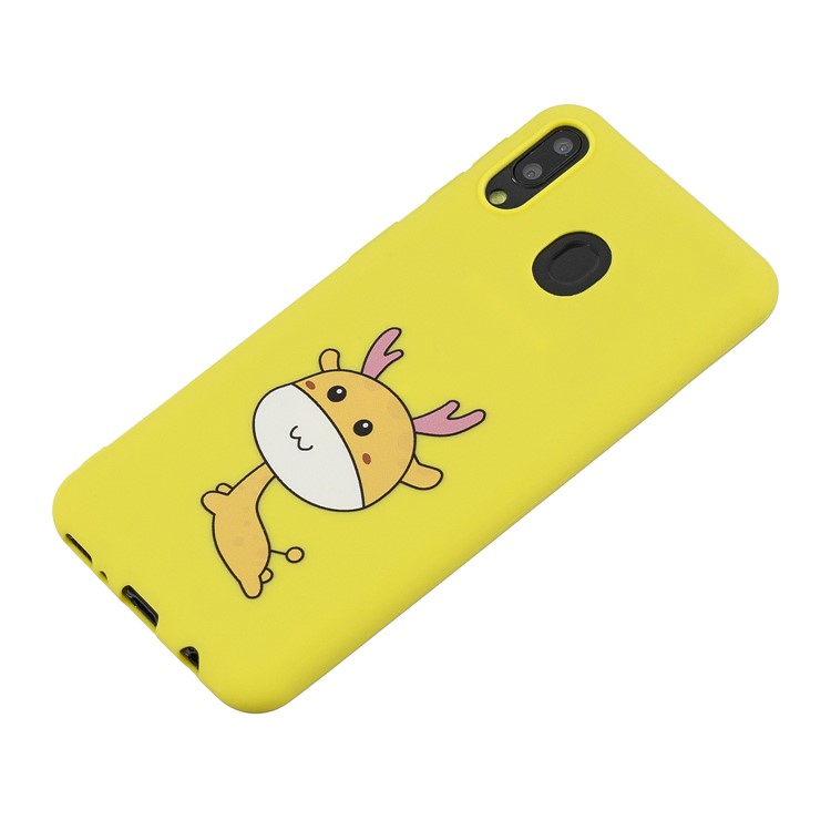 For Samsung Galaxy M20 Embossing Pattern Matte TPU Phone Case - Yellow Deer-3