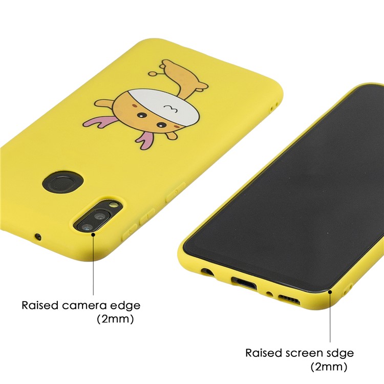 For Samsung Galaxy M20 Embossing Pattern Matte TPU Phone Case - Yellow Deer-5
