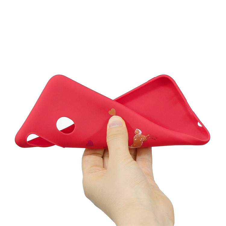 Pattern Printing TPU Matte Soft Phone Cover for Samsung Galaxy M30 / A40s - Red / Horse and Deer-4