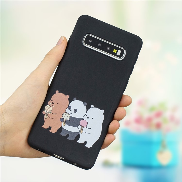 For Samsung Galaxy S10 Embossing Pattern Matte TPU Phone Case - Black Bears-1