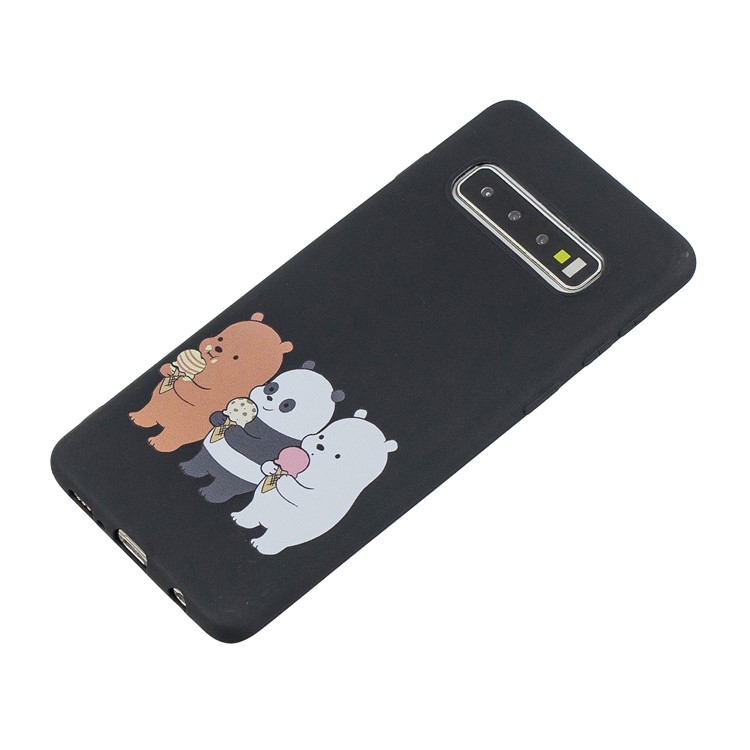 For Samsung Galaxy S10 Embossing Pattern Matte TPU Phone Case - Black Bears-3