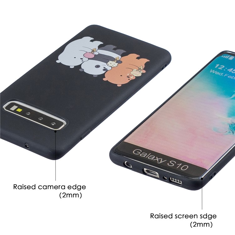 For Samsung Galaxy S10 Embossing Pattern Matte TPU Phone Case - Black Bears-5