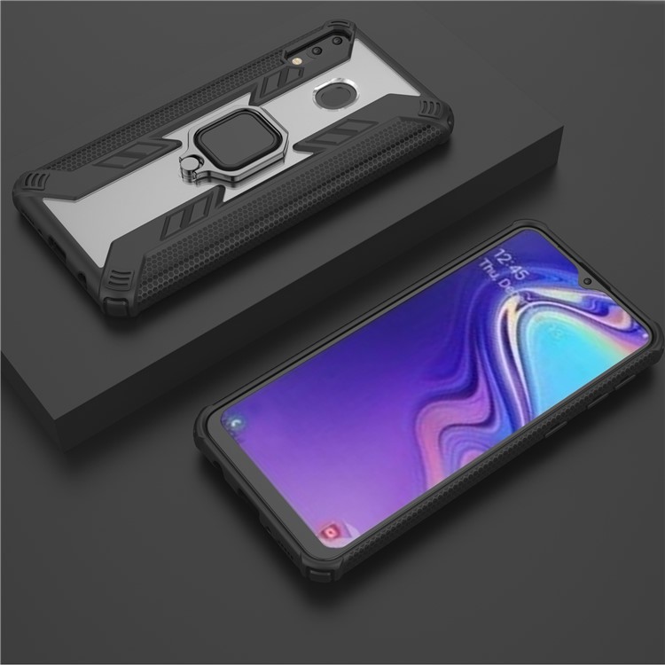 Hard PC + TPU Hybrid Phone Case with Kickstand for Samsung Galaxy M20 - Black-10