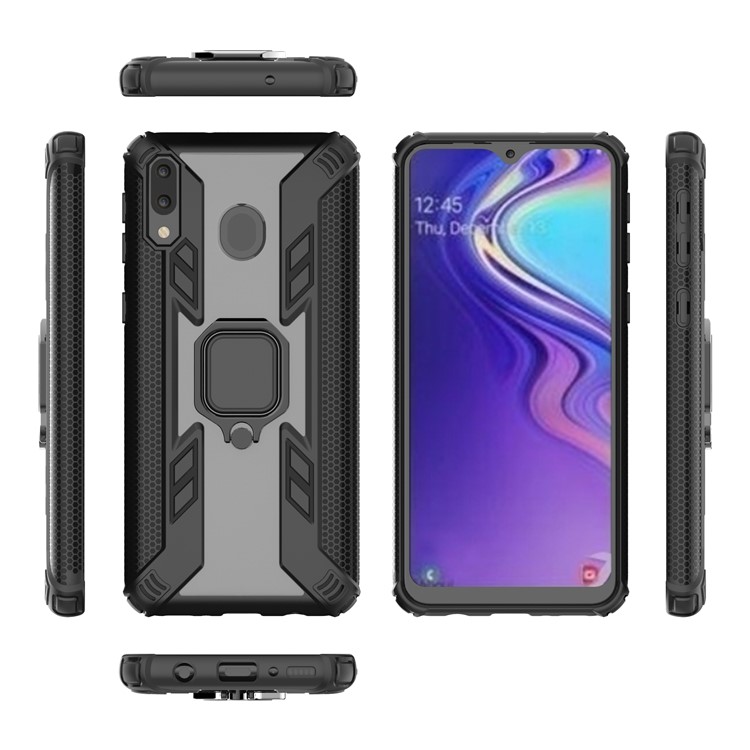 Hard PC + TPU Hybrid Phone Case with Kickstand for Samsung Galaxy M20 - Black-2