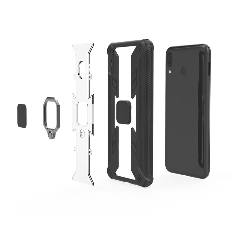 Hard PC + TPU Hybrid Phone Case with Kickstand for Samsung Galaxy M20 - Black-3