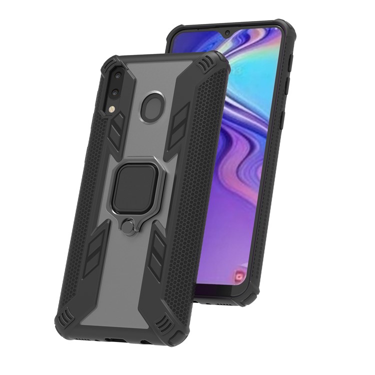 Hard PC + TPU Hybrid Phone Case with Kickstand for Samsung Galaxy M20 - Black-4
