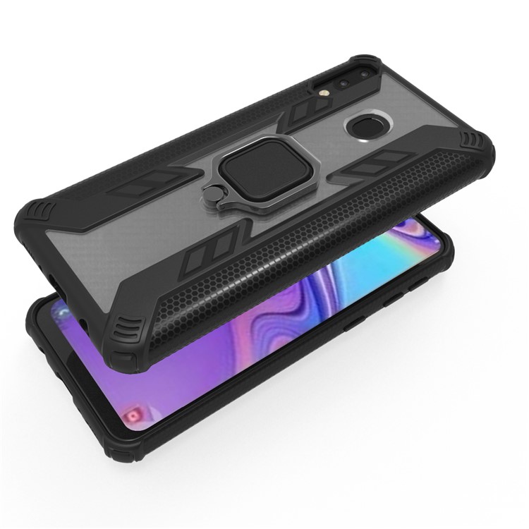 Hard PC + TPU Hybrid Phone Case with Kickstand for Samsung Galaxy M20 - Black-9