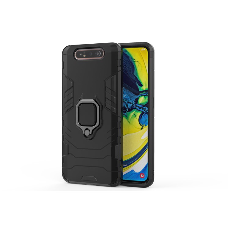 Ringhalter Kickstand PC+TPU -telefon Shell Für Samsung Galaxy A90 / A80 - Schwarz