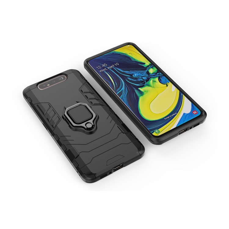 Ring Holder Kickstand PC+TPU Phone Shell for Samsung Galaxy A90 / A80 - Black-4