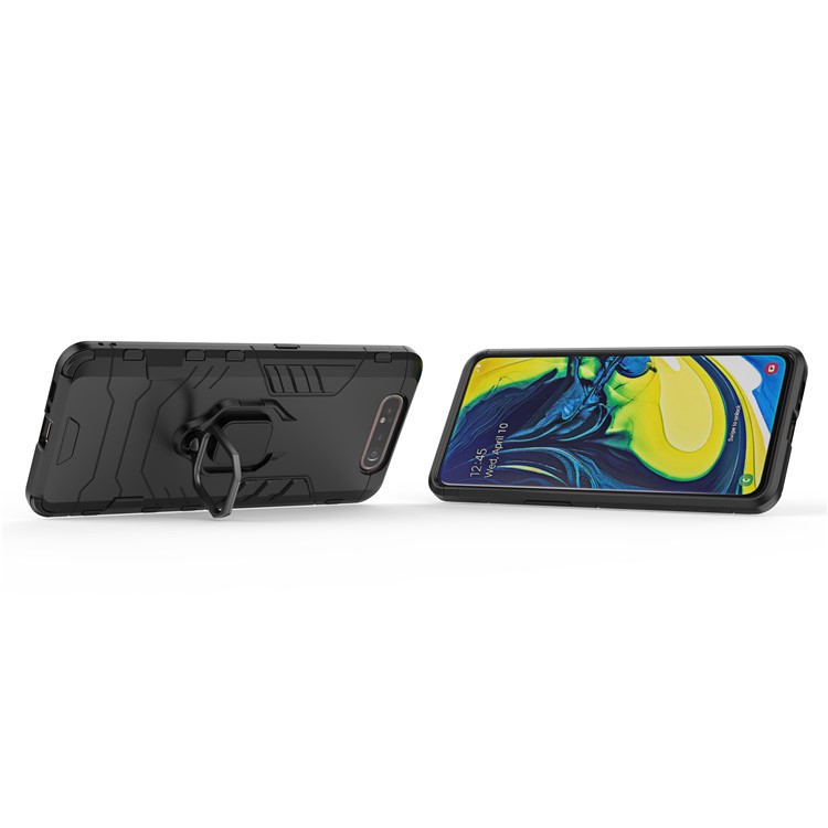 Ring Holder Kickstand PC+TPU Phone Shell for Samsung Galaxy A90 / A80 - Black-6