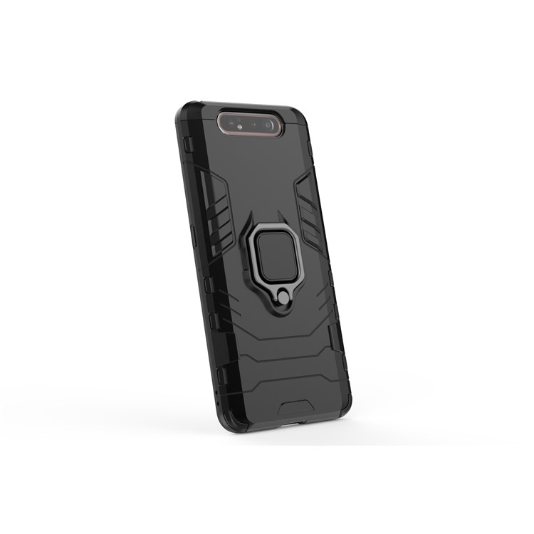 Ringhalter Kickstand PC+TPU -telefon Shell Für Samsung Galaxy A90 / A80 - Schwarz