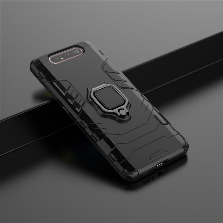 Holder de Anel Kickstand PC+TPU Phone Shell Para Samsung Galaxy A90 / A80 - Preto