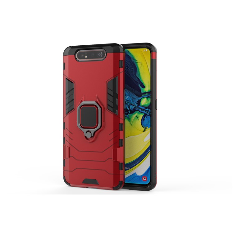 Ringhalter Kickstand PC+TPU -telefon Shell Für Samsung Galaxy A90 / A80 - Rot-2