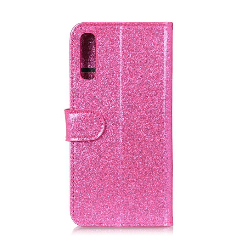 Glittery Powder Wallet Stand Leather Phone Casing for Samsung Galaxy A50 - Pink-7