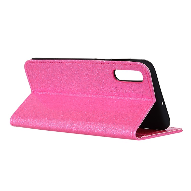 Glittery Powder Wallet Stand Leather Phone Casing for Samsung Galaxy A50 - Pink-8