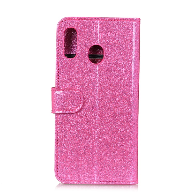 Glittery Powder Wallet Stand Flip Leather Phone Cover for Samsung Galaxy A30 - Pink-3