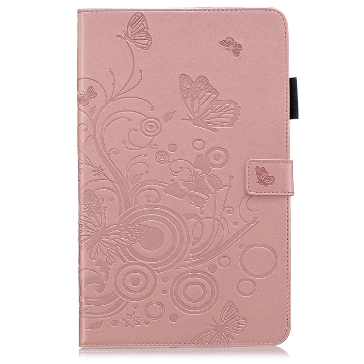 Butterflies Imprint PU Leather Wallet Stand Tablet Cover for Galaxy Tab A 10.1 (2019) SM-T515/ SM-T510 - Pink-1