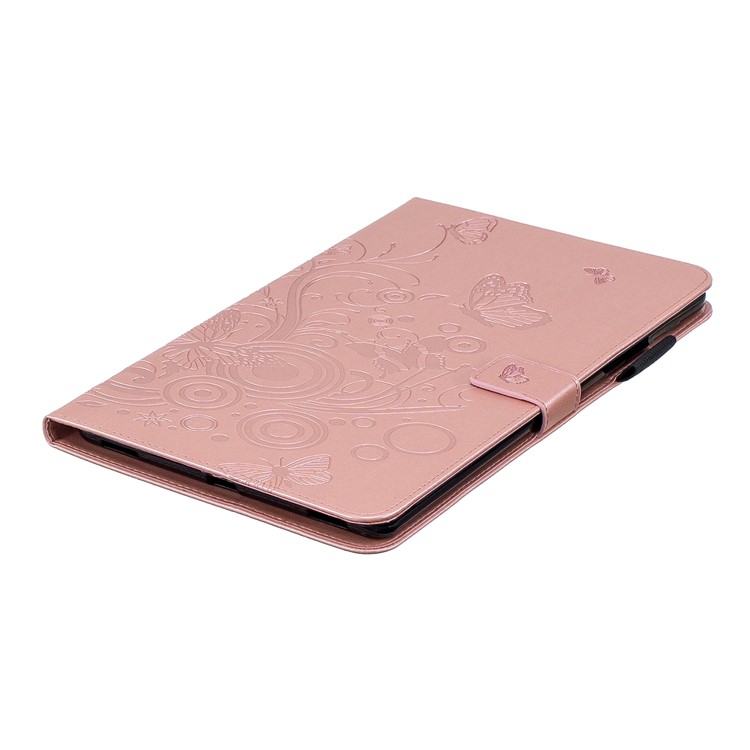 Butterflies Imprint PU Leather Wallet Stand Tablet Cover for Galaxy Tab A 10.1 (2019) SM-T515/ SM-T510 - Pink-6