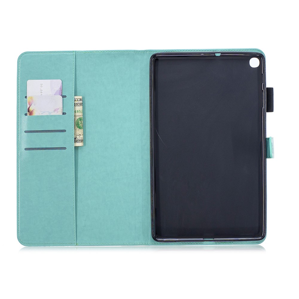 Butterflies Imprint PU Leather Wallet Stand Tablet Cover for Galaxy Tab A 10.1 (2019) SM-T515/ SM-T510 - Cyan-3