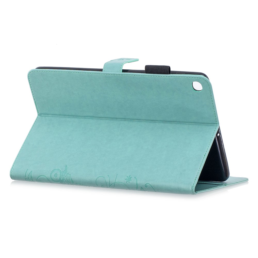 Butterflies Imprent PU le Cuir Portefeuille Couvercle de Tablette Pour Galaxy Tab A 10.1 (2019) Sm-t515 / SM-T510 - Cyan