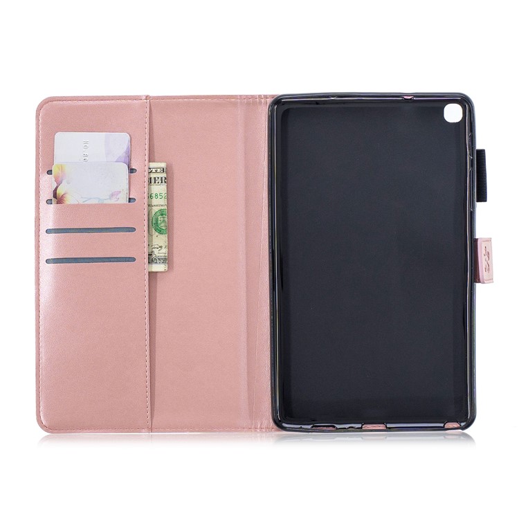 Imprint Flower Wallet Leather Stand Tablet Cover Case for Samsung Galaxy Tab A 8 (2019) - Rose Gold-3