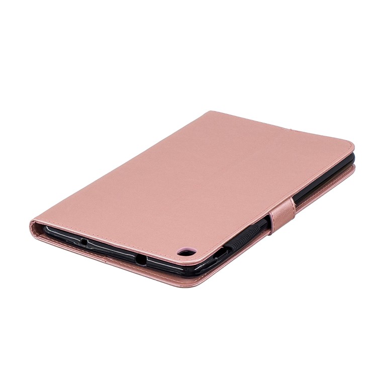 Imprint Flower Wallet Leather Stand Tablet Cover Case for Samsung Galaxy Tab A 8 (2019) - Rose Gold-7