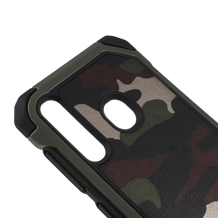 Camouflage Leather Coated PC TPU Shockproof Protective Shell for Samsung Galaxy A50 - Green-5