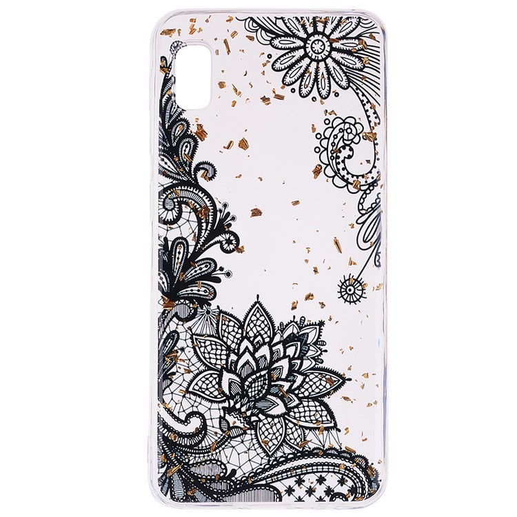 Glitter Sequins Inlaid Style TPU Phone Case for Samsung Galaxy A10e - Black Lace-2
