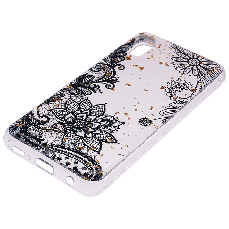 Glitter Sequins Inlaid Style TPU Phone Case for Samsung Galaxy A10e - Black Lace-3