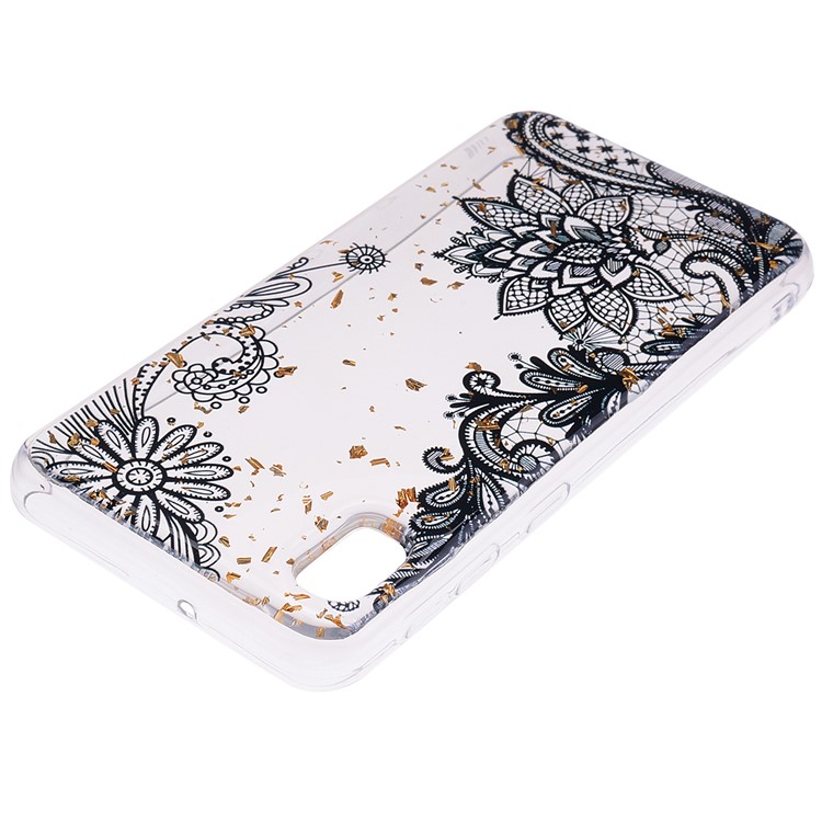 Glitter Sequins Inlaid Style TPU Phone Case for Samsung Galaxy A10e - Black Lace-4