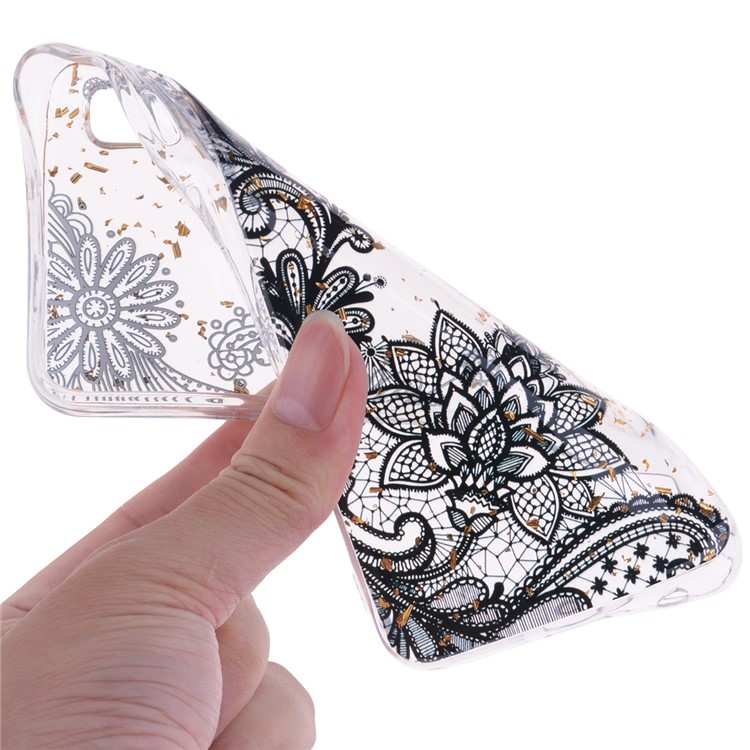 Glitter Sequins Inlaid Style TPU Phone Case for Samsung Galaxy A10e - Black Lace-5