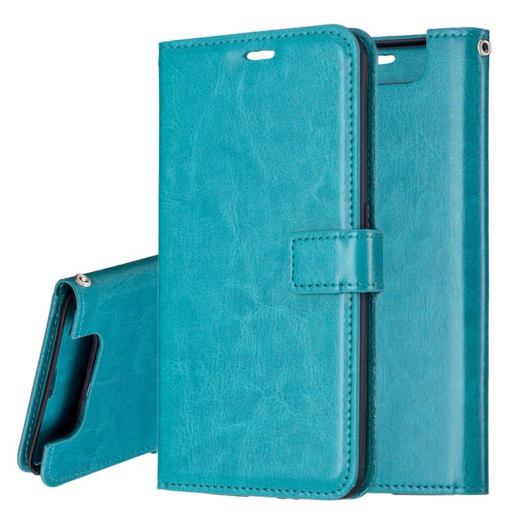 Litchi Skin Wallet Leather Stand Casing for Samsung Galaxy A80 - Sky Blue-2