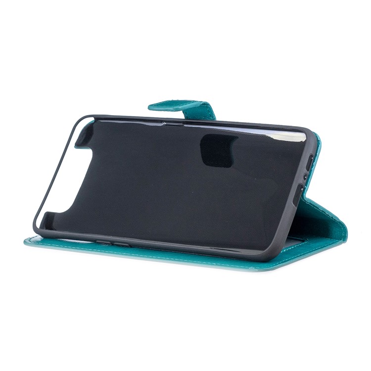 Litchi Skin Wallet Leather Stand Casing for Samsung Galaxy A80 - Sky Blue-6