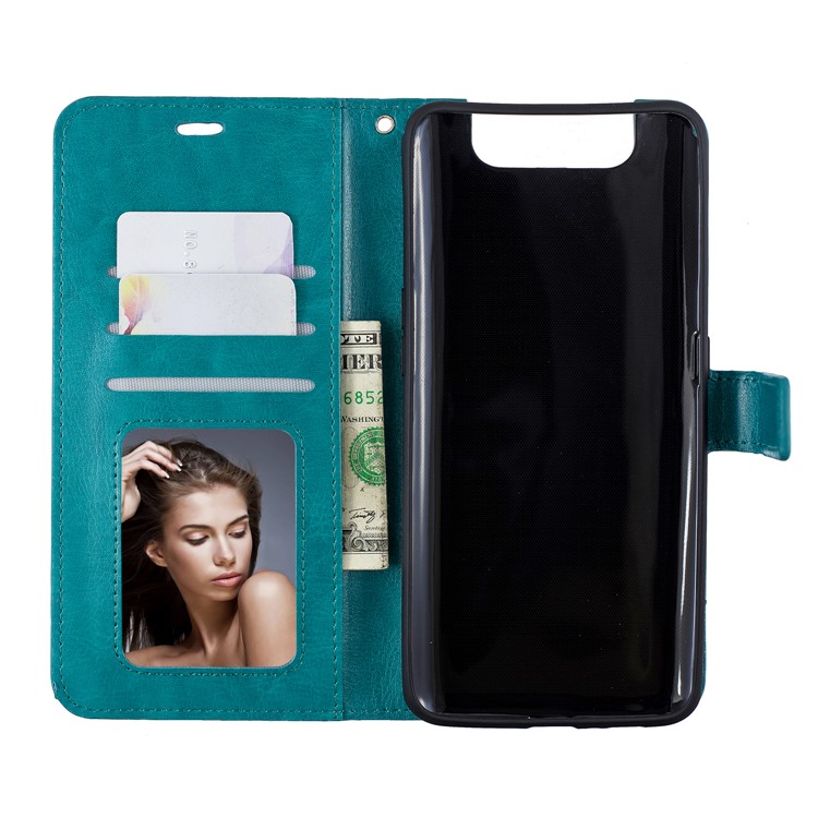 Litchi Skin Wallet Leather Stand Casing for Samsung Galaxy A80 - Sky Blue-7