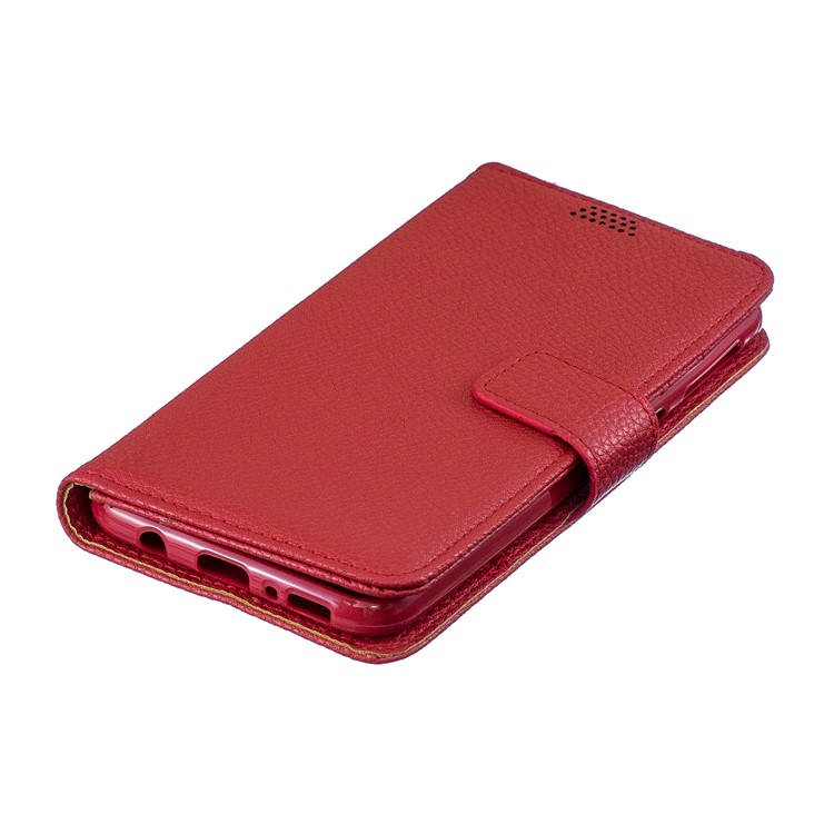 Litchi Skin Wallet Leather Stand Phone Casing for Samsung Galaxy M20 - Red-6