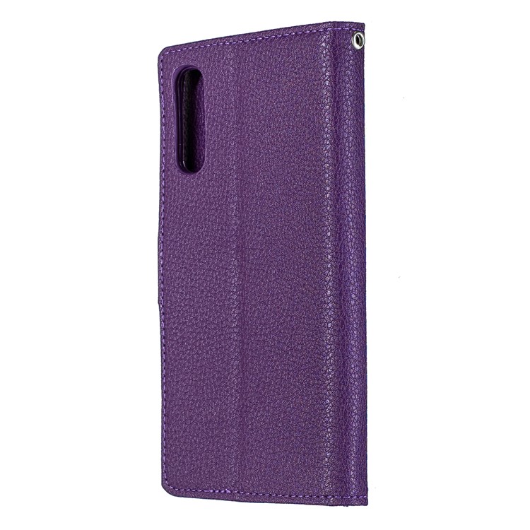 Litchi Skin Leather Wallet Case for Samsung Galaxy A70 - Purple-9