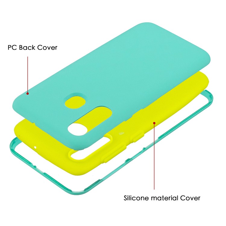 Shockproof Rubberized PC + Silicone Hybrid Phone Case Cover for Samsung Galaxy A20 / A30 - Baby Blue-2