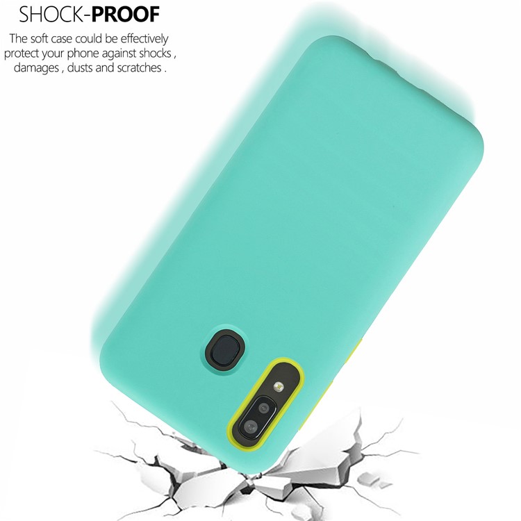 Shockproof Rubberized PC + Silicone Hybrid Phone Case Cover for Samsung Galaxy A20 / A30 - Baby Blue-3