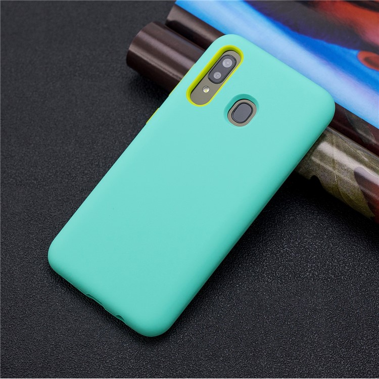 Shockproof Rubberized PC + Silicone Hybrid Phone Case Cover for Samsung Galaxy A20 / A30 - Baby Blue-7