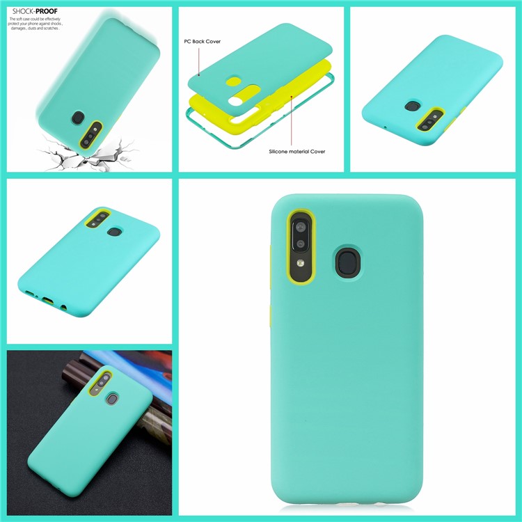 Shockproof Rubberized PC + Silicone Hybrid Phone Case Cover for Samsung Galaxy A20 / A30 - Baby Blue-8