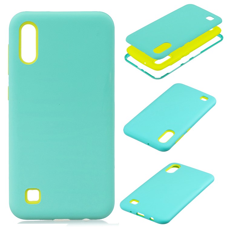 Shockproof Rubberized PC + Silicone Hybrid Phone Cover for Samsung Galaxy A10 - Baby Blue-1