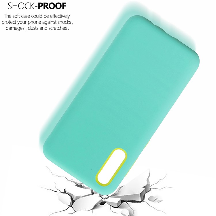 Shock-proof PC+Silicone Rubberized Hybrid Back Case for Samsung Galaxy A70 - Cyan-3