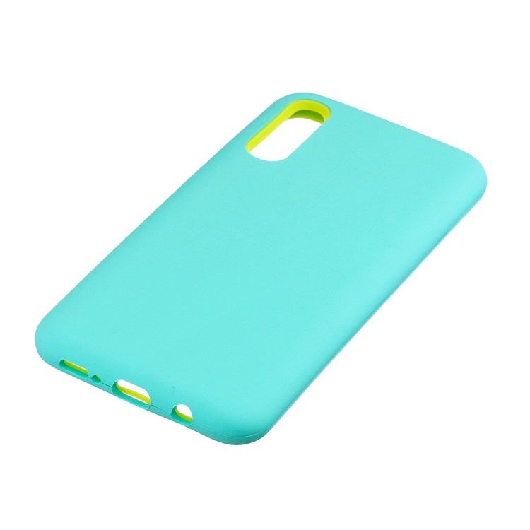 Shock-proof PC+Silicone Rubberized Hybrid Back Case for Samsung Galaxy A70 - Cyan-5
