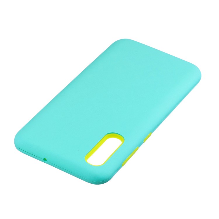 Shock-proof PC+Silicone Rubberized Hybrid Back Case for Samsung Galaxy A70 - Cyan-6