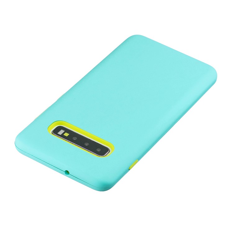 Shock-proof PC+Silicone Rubberized Hybrid Phone Casing for Samsung Galaxy S10 - Cyan-4