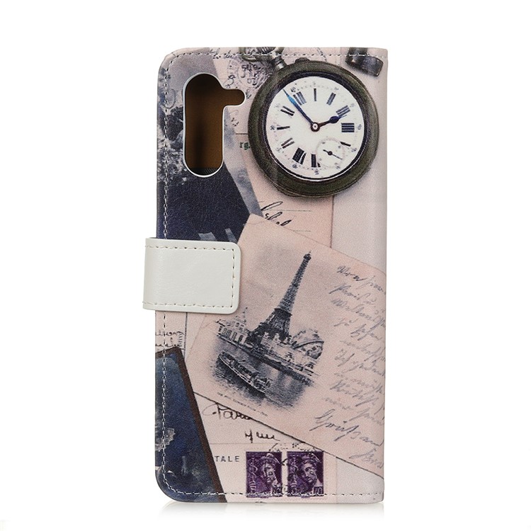 Pattern Printing PU Leather Wallet Stand Phone Cover for Samsung Galaxy Note 10 - Eiffel Tower and Letters-2