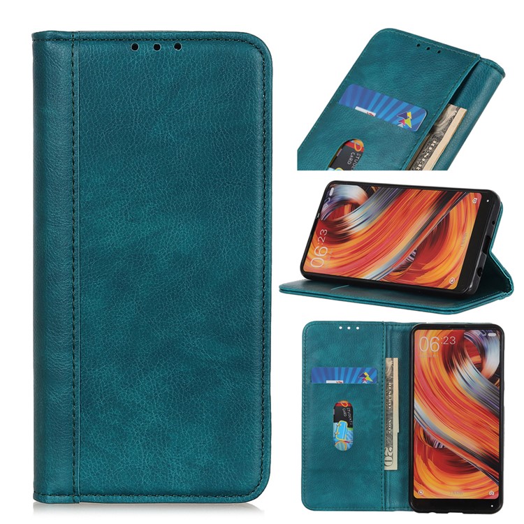 Auto-absorbed Litchi Texture Wallet Stand Flip Leather Phone Case for Samsung Galaxy Note 10 - Green-1