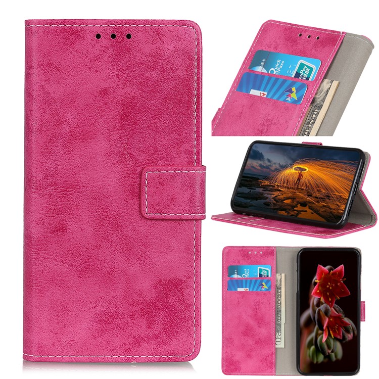 Vintage Style Leather Wallet Case for Samsung Galaxy Note 10 - Rose-1