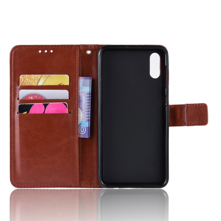 Crazy Horse Leather Stand Wallet Phone Casing for Samsung Galaxy A10e - Brown-3