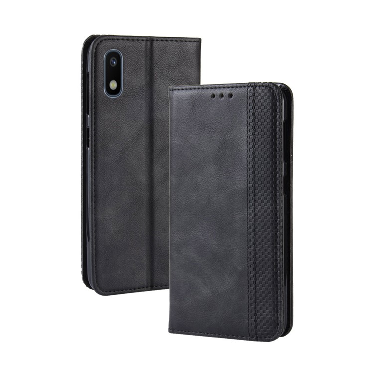 Auto-absorbed Vintage Leather Wallet Phone Shell for Samsung Galaxy A10e - Black-7